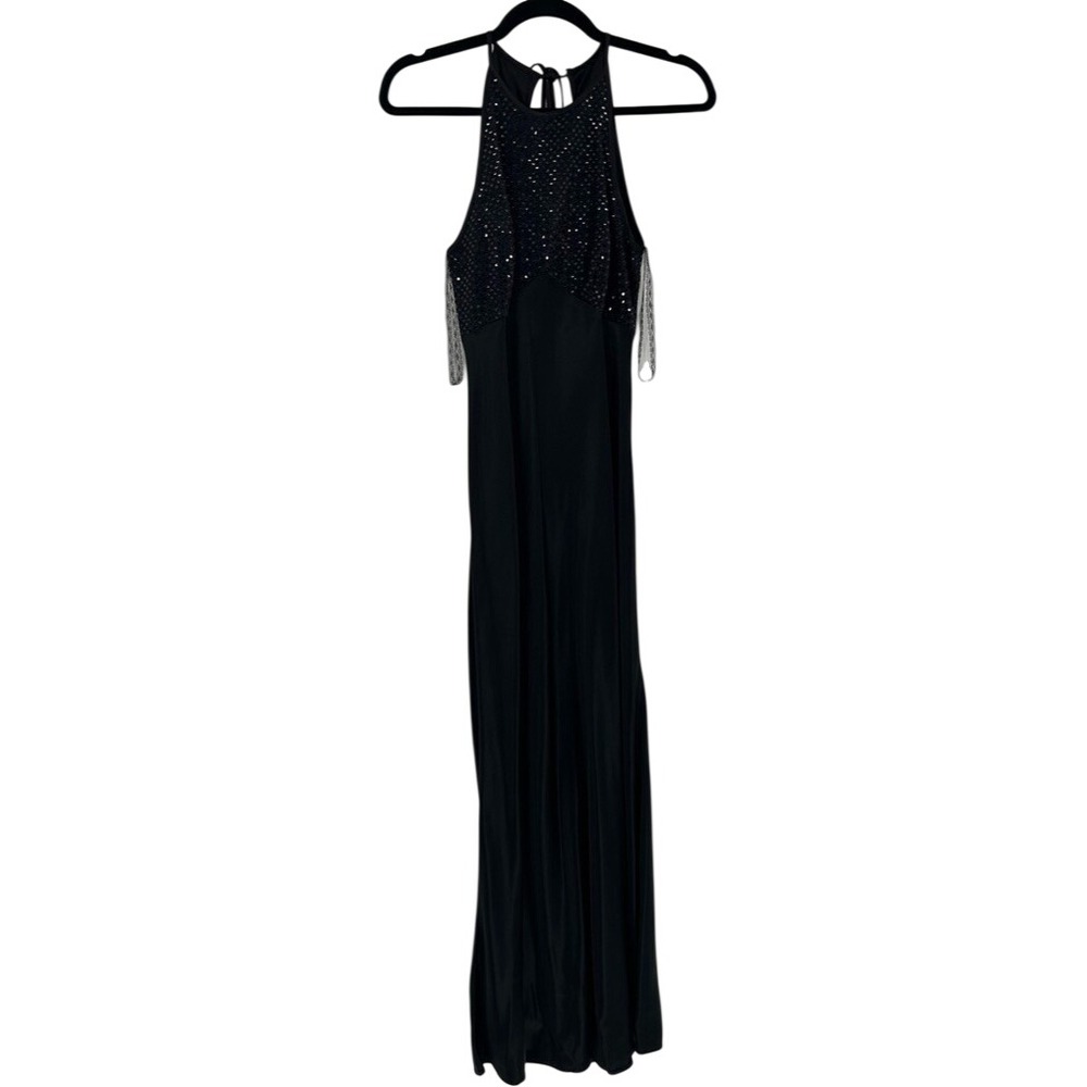 Vintage Steppin Out Dress 3/4 Black Sequin Formal Party Cocktail Goth 80s 90s